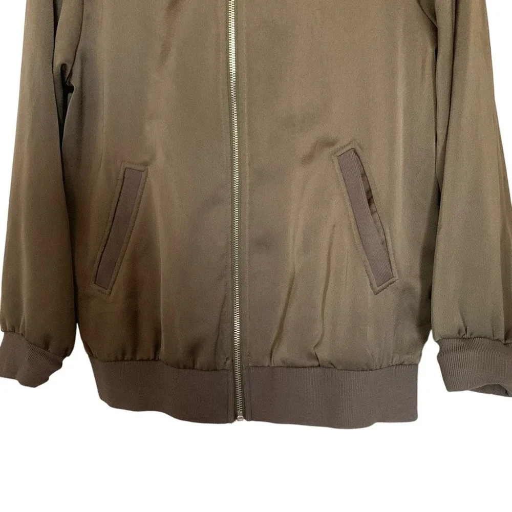Topshop | Olive green Bomber Jacket zip up long sleeve jacket casual